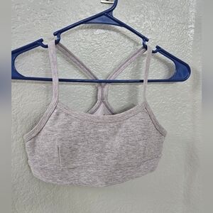 ALO Yoga Heathered Pinkish Gray Cross Back Bra -NEW!